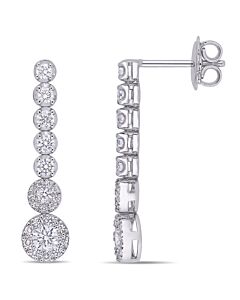 AMOUR 1 CT TW Diamond Graduated Dangle Earrings In 14K White Gold