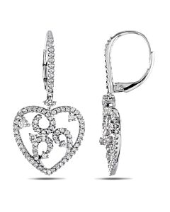 AMOUR 1 CT TW Diamond Heart Earrings In 14K White Gold