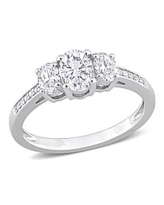 Amour 1 CT Oval and Round Diamonds TW Engagement Ring White Platinum