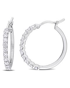 AMOUR 1 CT TDW Diamond Half-set Hoop Earrings In Platinum