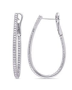 AMOUR 1 CT TW Diamond Hoop Earrings In 14K White Gold