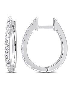 AMOUR 1CT TDW Diamond Huggie Hoop Earrings In 14K White Gold