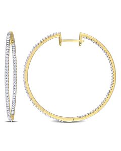 AMOUR 1 CT TDW Diamond Inside Out Hoop Earrings In 14K Yellow Gold
