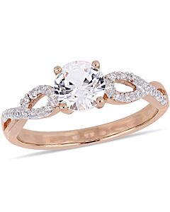 Amour 1 CT TGW Created White Sapphire and 1/10 CT TW Diamond Infinity Engagement Ring in 10k Rose gold JMS004998