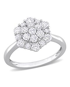 Amour 1 CT TW Diamond Cluster Engagement Ring in 10k White Gold