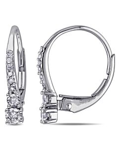 AMOUR 1/3 CT TW Diamond Leverback Earrings In 10K White Gold