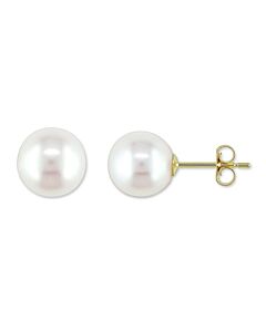 AMOUR 8 - 8.5 Mm Cultured Freshwater Pearl Stud Earrings In 10K Yellow Gold