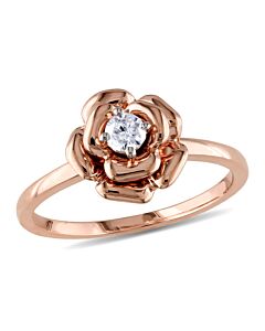 Amour 10k Pink Gold 1/7 CT TDW Diamond Floral Ring