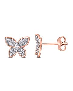 AMOUR 1/5 CT TDW Diamond Butterfly Stud Earrings In 10K Rose Gold