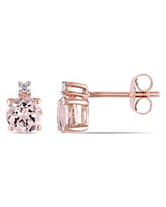 AMOUR Morganite Stud Earrings with Diamonds In 10K Rose Gold