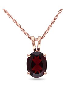 AMOUR Oval Garnet Solitaire Pendant with Chain In 10K Rose Gold