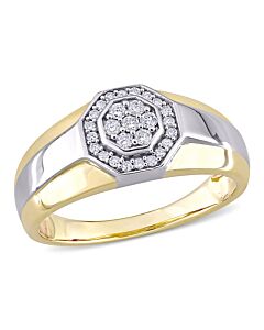 Amour 10k Two-Tone Gold 1/4 CT TDW Diamond Octagonal Men's Ring