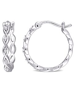 AMOUR Diamond Accent Hoop Earrings In 10K White Gold