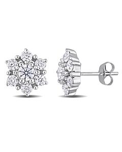 AMOUR 1 1/3 CT DEW Created Moissanite Floral Stud Earrings In 10K White Gold