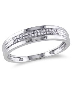 Amour 10k White Gold 1/10 CT TW Diamond Men's Wedding Band Ring