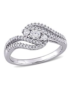 Amour 10k White Gold 1/2 CT TW Diamond Bypass Ring