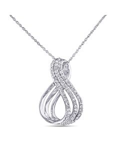 AMOUR 1/4 CT TW Diamond Multi-row Twist Pendant with Chain In 10K White Gold