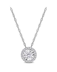 AMOUR 1/4 CT TW Diamond Halo Pendant with Chain In 10K White Gold