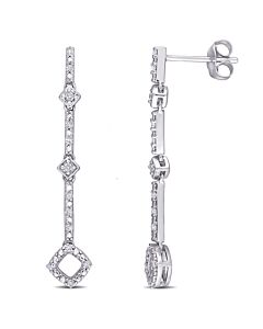 AMOUR 1/6 CT TDW Diamond Dangle Earrings In 10K White Gold