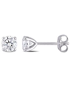 AMOUR 1 CT DEW Created Moissanite Solitaire Stud Earrings In 10K White Gold