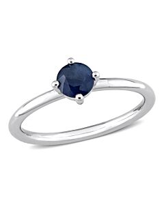 Amour 10k White Gold 5/8 CT TGW Round Sapphire Stackable Ring