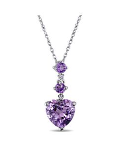 Amour 10K White Gold Amethyst and Diamond Necklace JMS002674