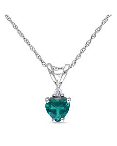 Amour 10K White Gold Emerald and Diamond Necklace JMS002678