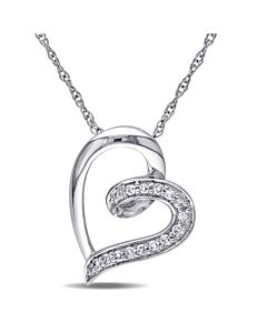 AMOUR Diamond Heart Pendant with Chain In 10K White Gold