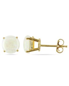 AMOUR Opal Stud Earrings In 10K Yellow Gold