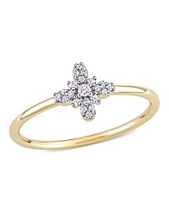 Amour 10k Yellow Gold 1/10 CT TDW Diamond Floral Ring