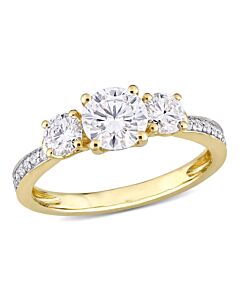 Amour 10k Yellow Gold 1 3/8 CT TGW Created White Moissanite Fashion Ring