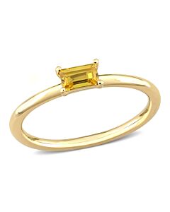 Amour 10k Yellow Gold 1/3 CT TGW Baguette Yellow Sapphire Stackable Ring