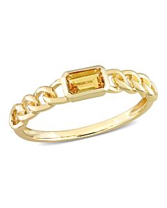 Amour 10k Yellow Gold 1/3 CT TGW Octagon Citrine Link Ring