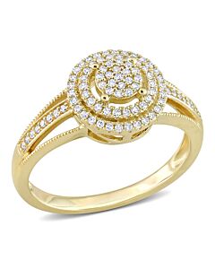 Amour 10k Yellow Gold 1/4 CT TDW Diamond Halo Engagement Ring