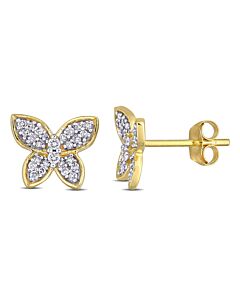 AMOUR 1/5 CT TW Diamond Butterfly Stud Earrings In 10K Yellow Gold