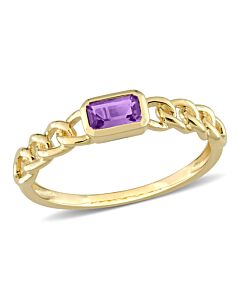 Amour 10k Yellow Gold 1/5 CT TGW Octagon Amethyst Link Ring