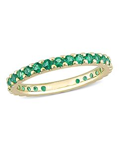 Amour 10k Yellow Gold 3/4 CT TGW Created Emerald Eternity Ring