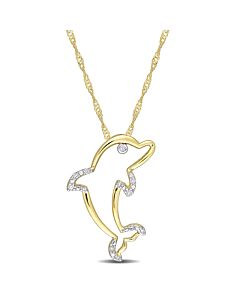 AMOUR Diamond Accent Dolphin Pendant with Chain In 10K Yellow Gold