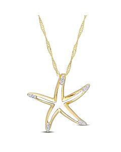 AMOUR Diamond Accent Starfish Pendant with Chain In 10K Yellow Gold