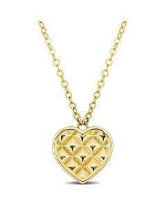 AMOUR Textured Heart Pendant with Chain In 10K Yellow Gold