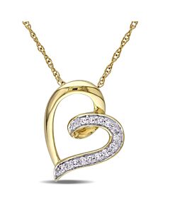 AMOUR Diamond Heart Pendant with Chain In 10K Yellow Gold
