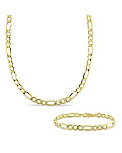AMOUR 2-piece Set Of Men's Figaro Necklace and Bracelet In 10K Yellow Gold (7 Mm)