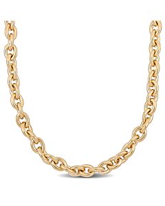 AMOUR 18 Inch Oval Link Necklace In Yellow Plated Sterling Silver