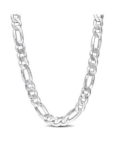 AMOUR 12.3mm Flat Figaro Chain Necklace In Sterling Silver, 22 In