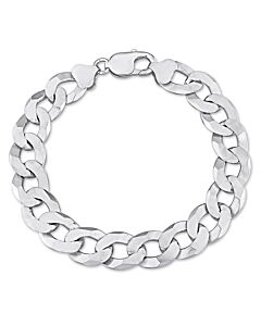 AMOUR 12.5mm Flat Curb Chain Bracelet In Sterling Silver, 9 In