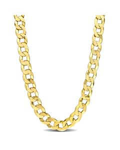 AMOUR 12.5mm Flat Curb Chain Necklace In Yellow Plated Sterling Silver, 24 In
