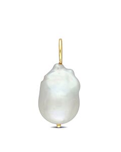 AMOUR 13-14mm Baroque Freshwater Cultured Pearl Pendant In Yellow Plated Sterling Silver (no Chain)