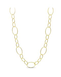 AMOUR 13mm Fancy Oval Link Chain Necklace In Yellow Plated Sterling Silver, 24 In