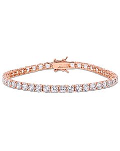 AMOUR 14 1/4 CT TGW Created White Sapphire Tennis Bracelet In Rose Plated Sterling Silver