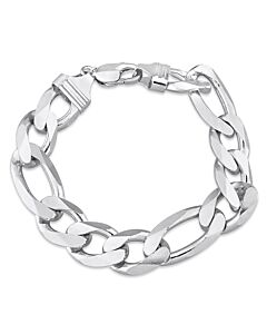AMOUR 14.5mm Figaro Chain Bracelet In Sterling Silver, 9 In